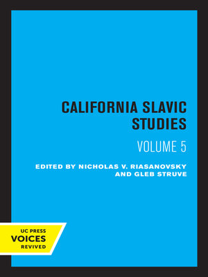 cover image of California Slavic Studies, Volume V